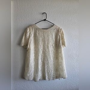 Candlelight & Champagne Cream Floral Beaded & Lace Top